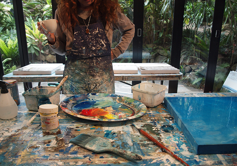 Artist Glenda Hadfield in Art Studio