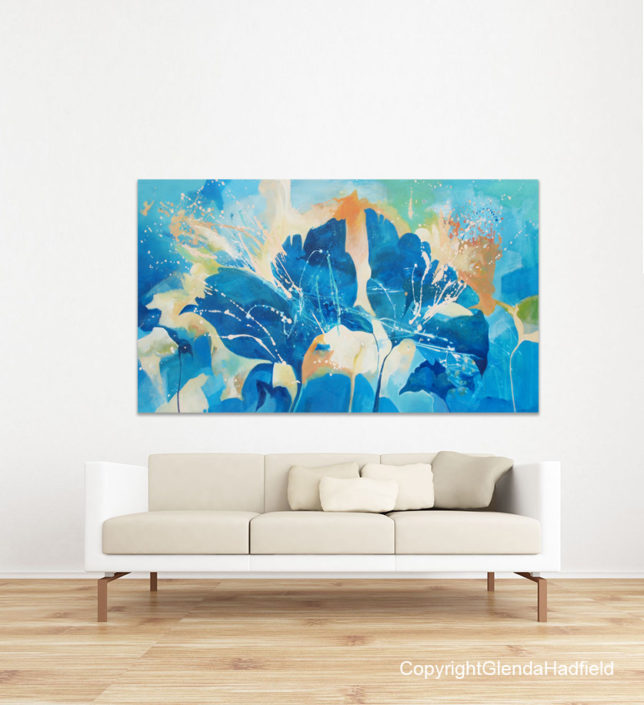 Blue Fusion Abstract Flower painting