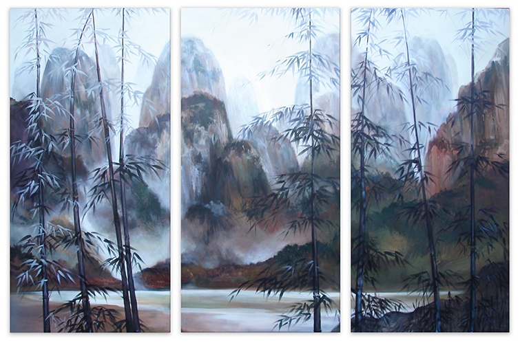 Misty Morning Bamboo painting by Glenda Hadfield