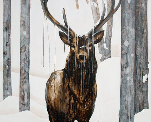 Deer-in-snow-painting